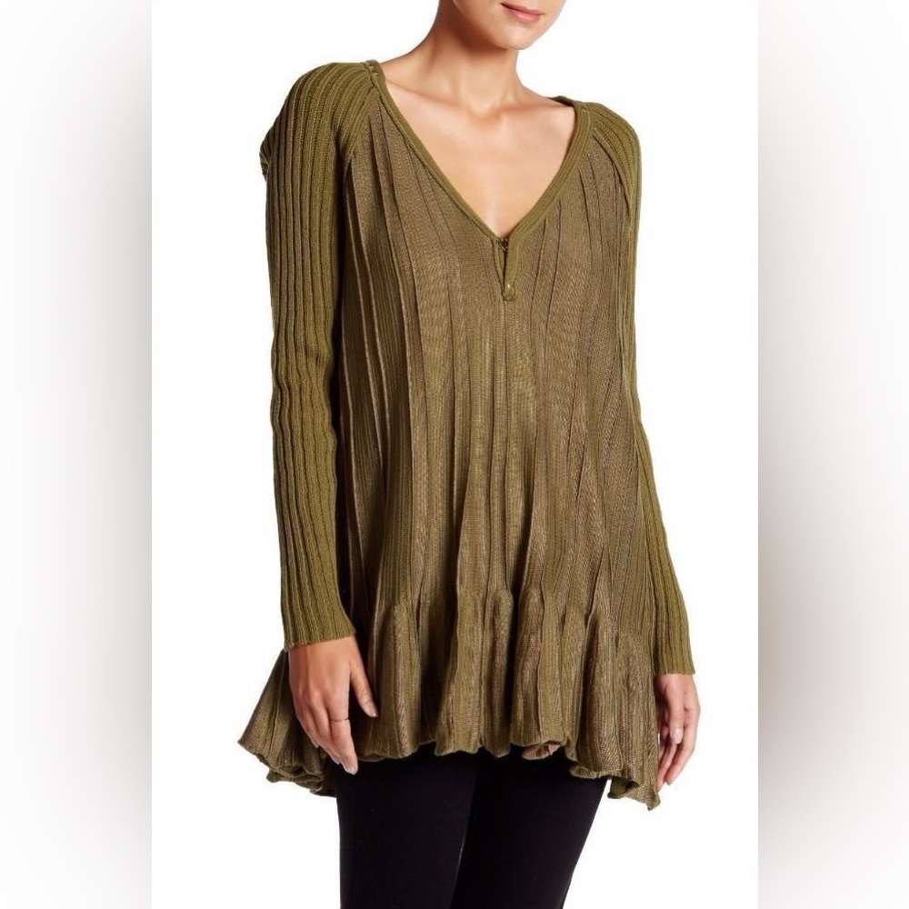 Free People Ribs and Ruffles Sweater Tunic